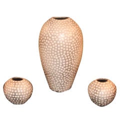 Upsula Ekeby Polka Dot Vases- Set of Three