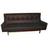 Jens Risom Sofa Upholstered in Charcoal Raw Silk