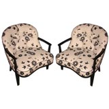 Pair of Dunbar Janus Chairs Upholstered in Marimekko Fabric