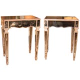 Pair of Antique Mirrored Nightstands with Drawers