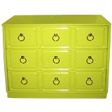 Dorothy Draper Chest in Chartreuse Lacquer Finish