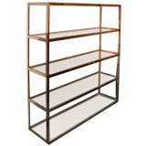 Polished Stainless Steel Wall Unit with Glass Shelves