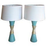 Pair of Custom Paul Laszlo Hour Glass Lamps with Lacquer Finish
