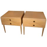 Pair of Paul Frankl Nightstands with Cork And Brass Detail