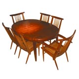 George Nakashima Oval Dining Table and Six Chairs