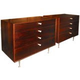 Pair of Rosewood George Nelson Chests with Porcelain Pulls