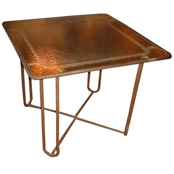 Mid-20th Century Bronze Walter Lamb Dining Table with Original Glass Top For Sale