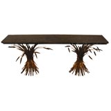 Sheaf of Wheat Console with Black Belgian Marble Top