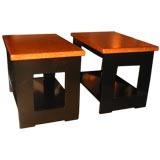 Very Handsome Pair of Paul Frankl Cork Top Side Tables