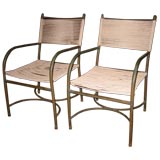 Pair of Beautiful Bronze Walter Lamb Dining Chairs