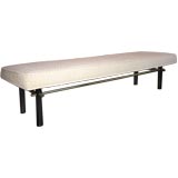 Vintage Oversized Boudoir Bench with Polished Brass Joiners