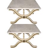 Pair of Dorothy Draper Espana Tables with Marble Tops