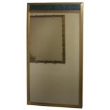 Italian Brass Wall Mirror with Blue Murano Tile Accent