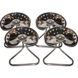 Set of 4 Polished Chrome Tractor Seat Stools