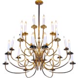 Large and Unique Norman Grag Hand-Wrought Brass Chandelier