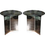 Pair of Pace Glass and Chrome Side Tables