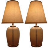Pair of Small Seguso Opaline Corroso Lamps
