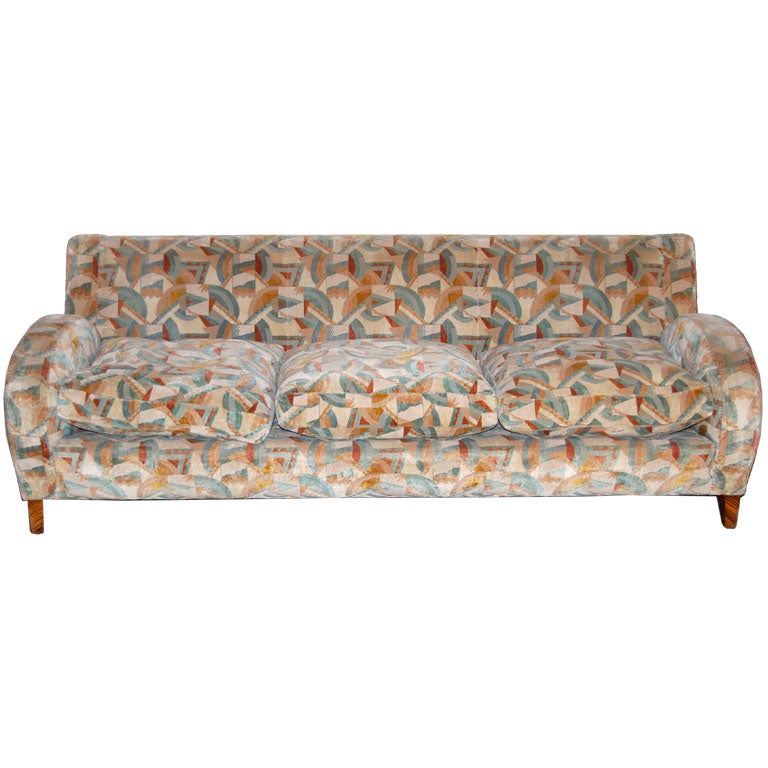 Art Deco Sofa in Clarence House "Gropius" Fabric