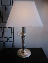 Pair of Silver Plated Dragon Lamps