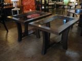 Pair of Paul Frankl Step Down Side Tables (Glass Tops Not Shown)