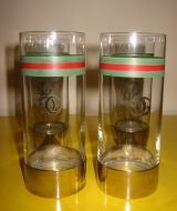 Vintage Set of Four Gucci Drinking Glasses with Nickel-Plated Bases