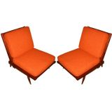 Pair of George Nakashima Spindle Back Armless Lounge Chairs