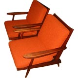 Pair of George Nakashima Spindle Back Lounge Chairs with Arms