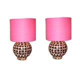 Pair of Tye Lamps with Pink Shades