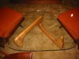 RARE Original Blonde Noguchi Cocktail Table with Original Glass