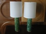 Pair of Fractured Resin Lamps