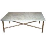 #12662 Bagues Brass Base Coffee Table-Marble Top