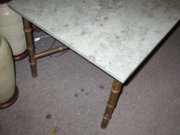 #12662 Bagues Brass Base Coffee Table-Marble Top