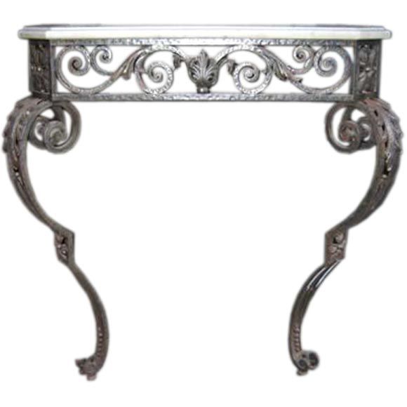 #13042A Forged Iron Wall Mounted Console Table For Sale