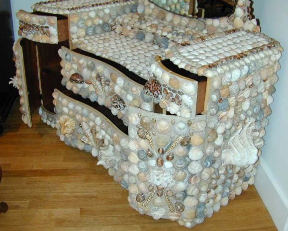 #1001 Unique Shell Covered Dressing Table (JUST REDUCED)
