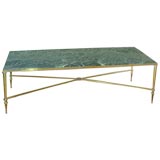 #1098 French 1940's Brass / Marble Coffee Table