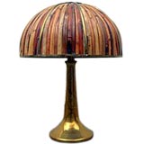 Gabriella Crespi brass lamp with bamboo shade