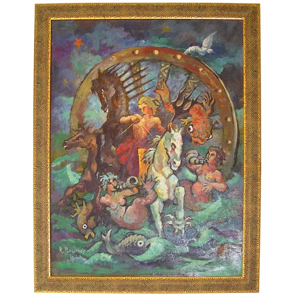 Oil on canvas Painting signed Rene Baumer