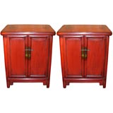 Pair of red lacquer cabinets