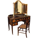 Antique Exceptional English vanity with stool and miror