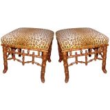 Vintage Pair of faux bamboo ottoman