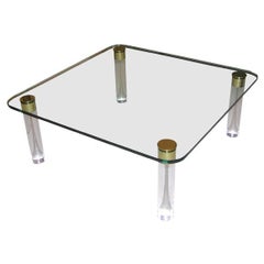 Lucite and glass rectangular coffee table