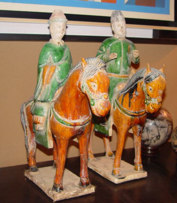 A pair of Chinese terra cota