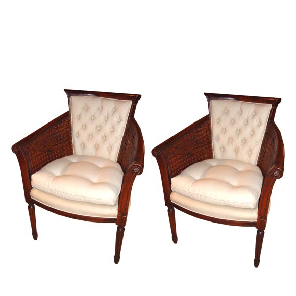 Pair of cane armchairs For Sale