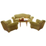 Set of one sofa and 2 club chairs attr to Prou