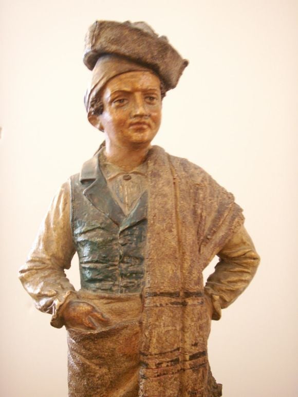 19th Century Couple Austrian terra cotta figurines For Sale
