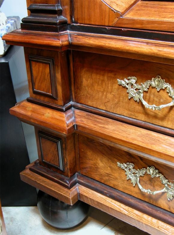 A Massive Dutch Baroque Walnut Two-Door Armoire with Ebonized Highlights