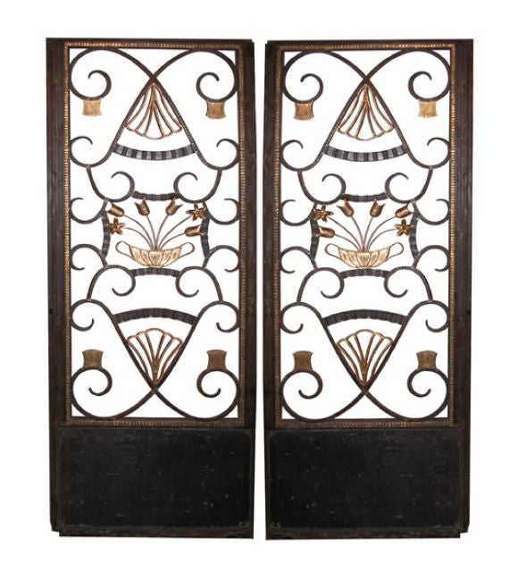 A Pair of French Art Deco Iron Gates Attributed to Edgar Brandt