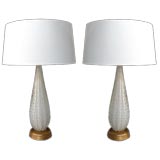 stylish pair of italian 1950's teardrop form murano lamps
