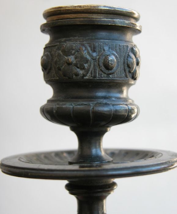 Pair French Bronze Candlesticks