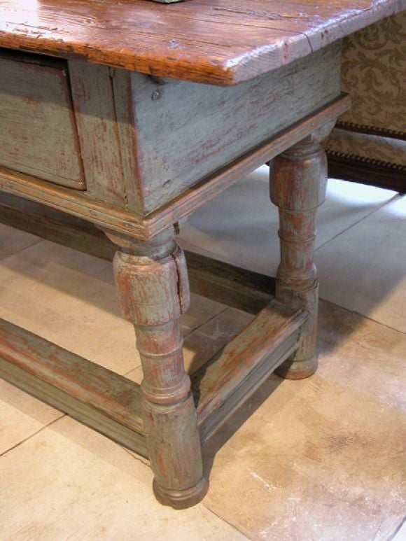 Danish handsome danish baroque pale blue-painted two-drawer sideboard